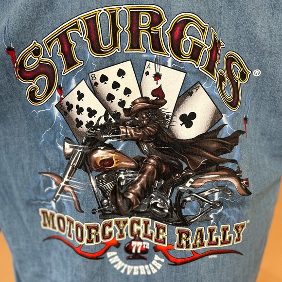 2017 OFFICIAL STURGIS MOTORCYCLE RALLY BUTTON DOWN SLEEVELESS SHIRT - Picture 2 of 8